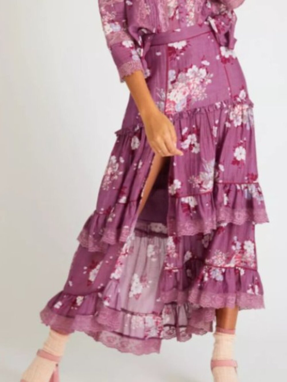 Love Shack Fancy maxi skirt in purple/merlot, summer, fairycore, sz 4 - Picture 5 of 6